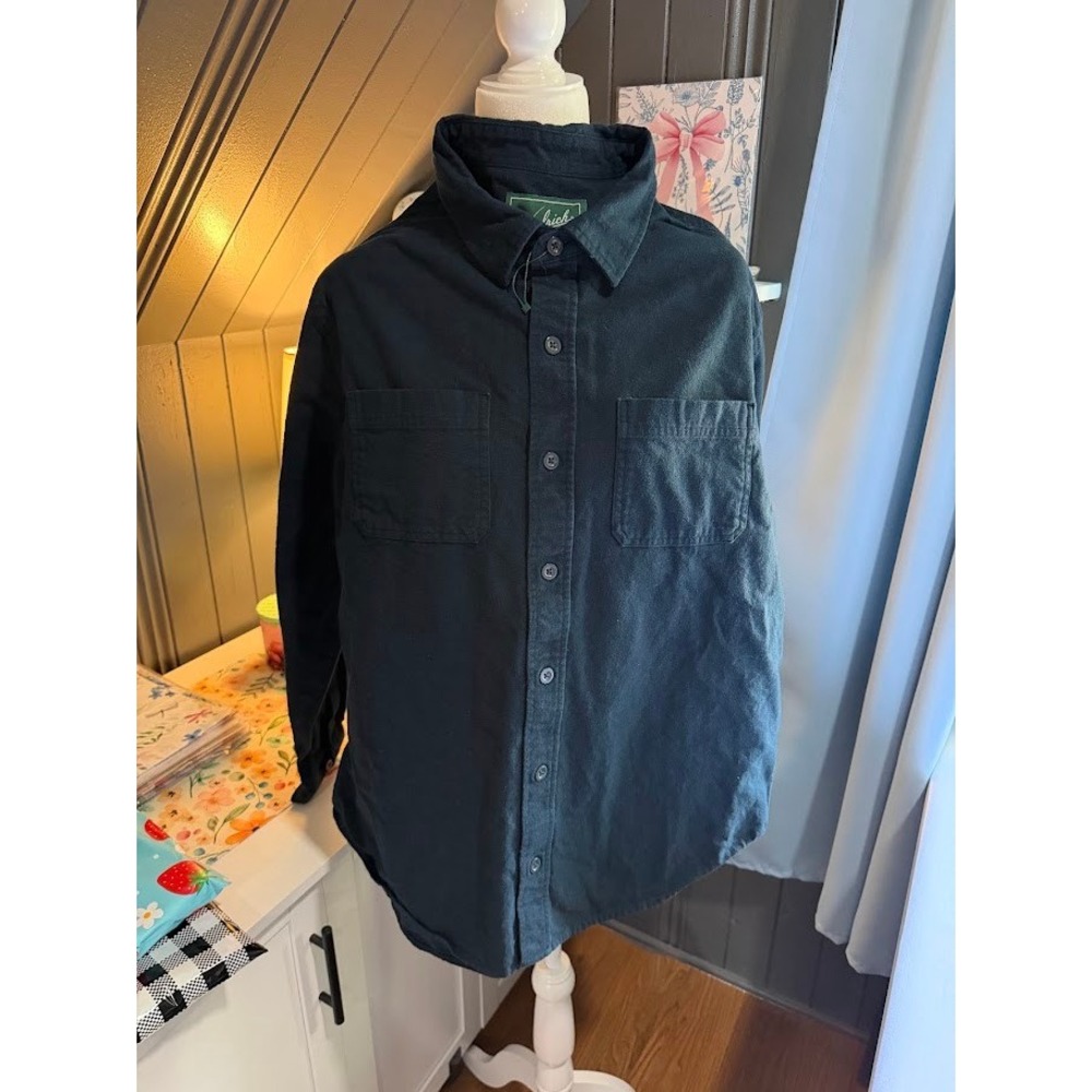 NWOT Woolrich Green Label Men's Cotton Chamois Shirt - XLNavy Blue 1908878 -